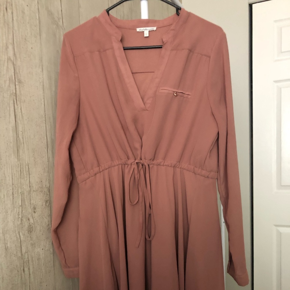 CHARLOTTE RUSSE red/brown flowy dress long sleeve